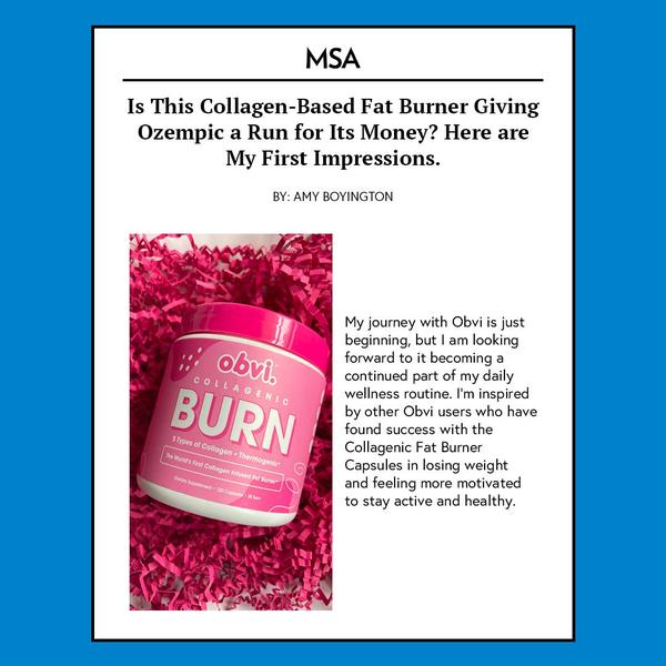A 1:1 format advertisement using an editorial article layout to build curiosity and social proof around a collagen-based weight loss supplement.